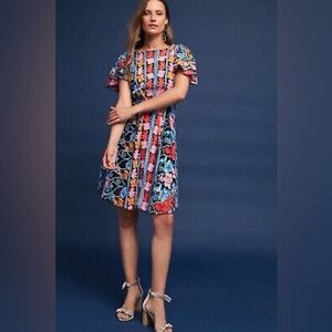 Anthro Eva Franco Embroidered Lace Dress